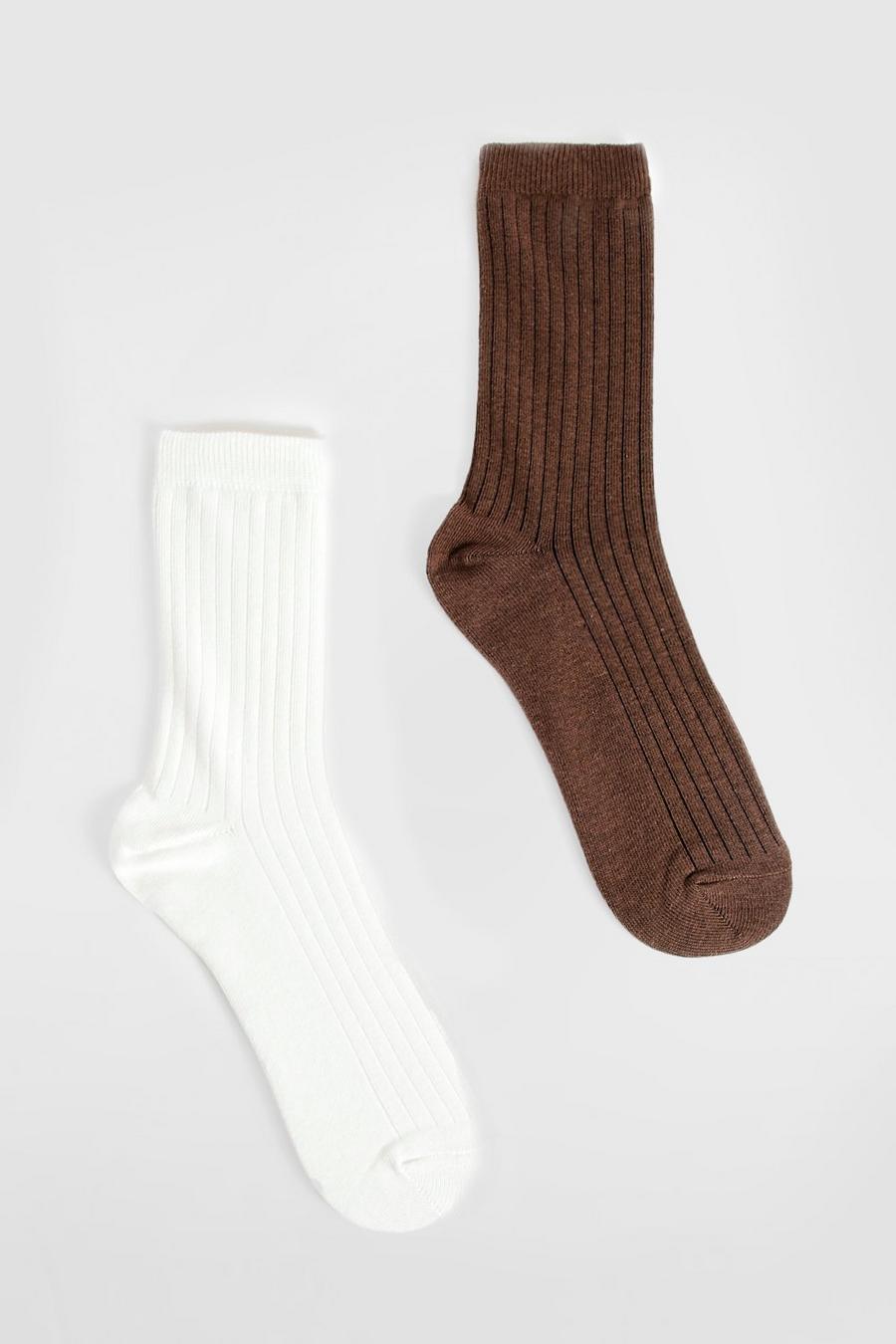 Tonal 2 Pack Ribbed Socks | Boohoo UK