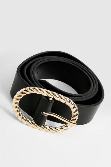 Twisted Buckle Detailed Belt black