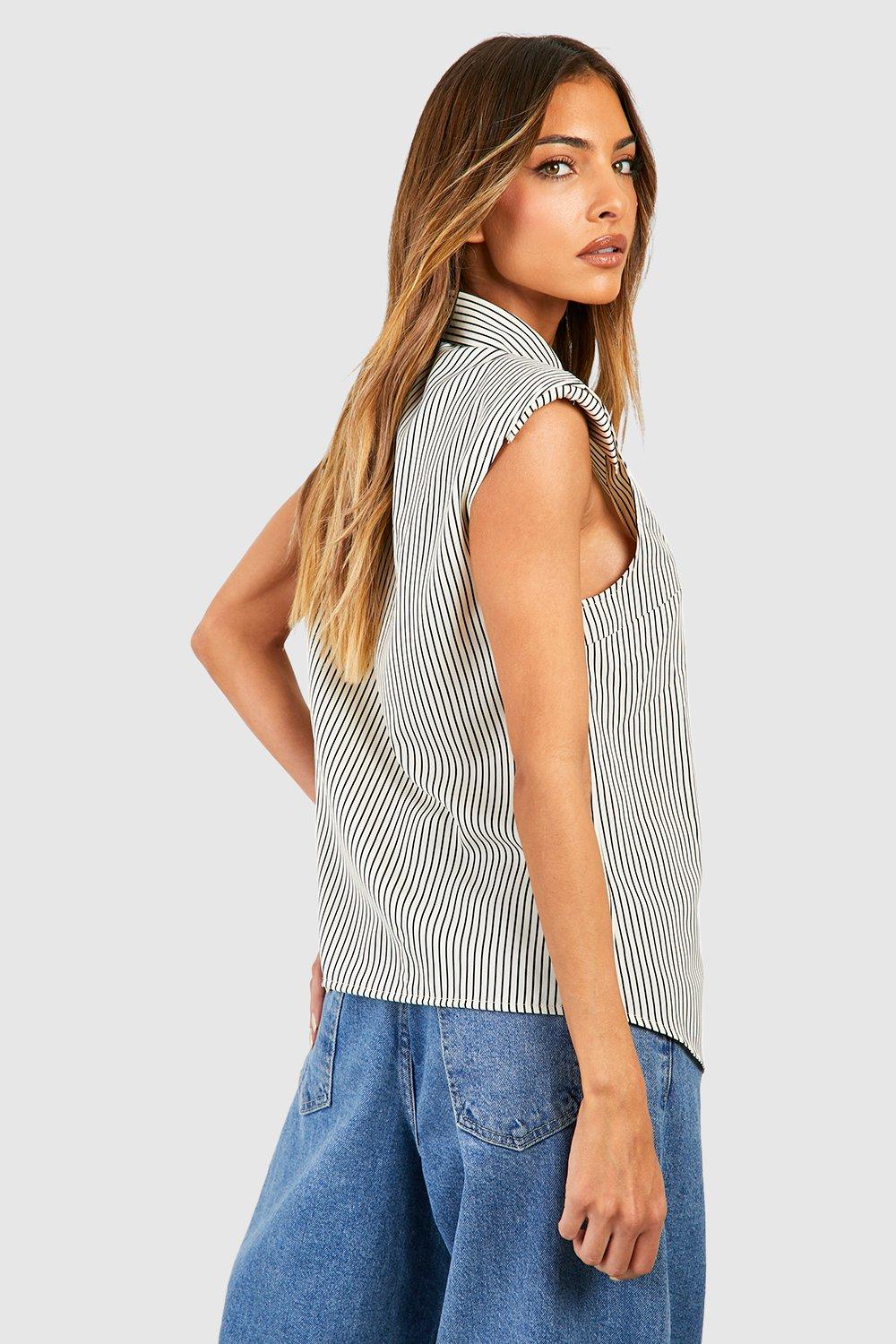 White shoulder pad online tee