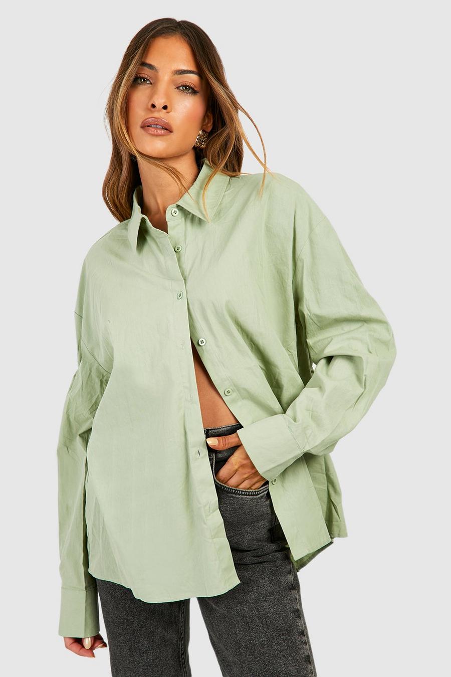 Camicia oversize in cotone, Sage image number 1