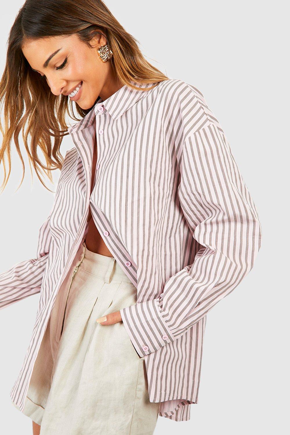 Textured Stripe Oversized Shirt