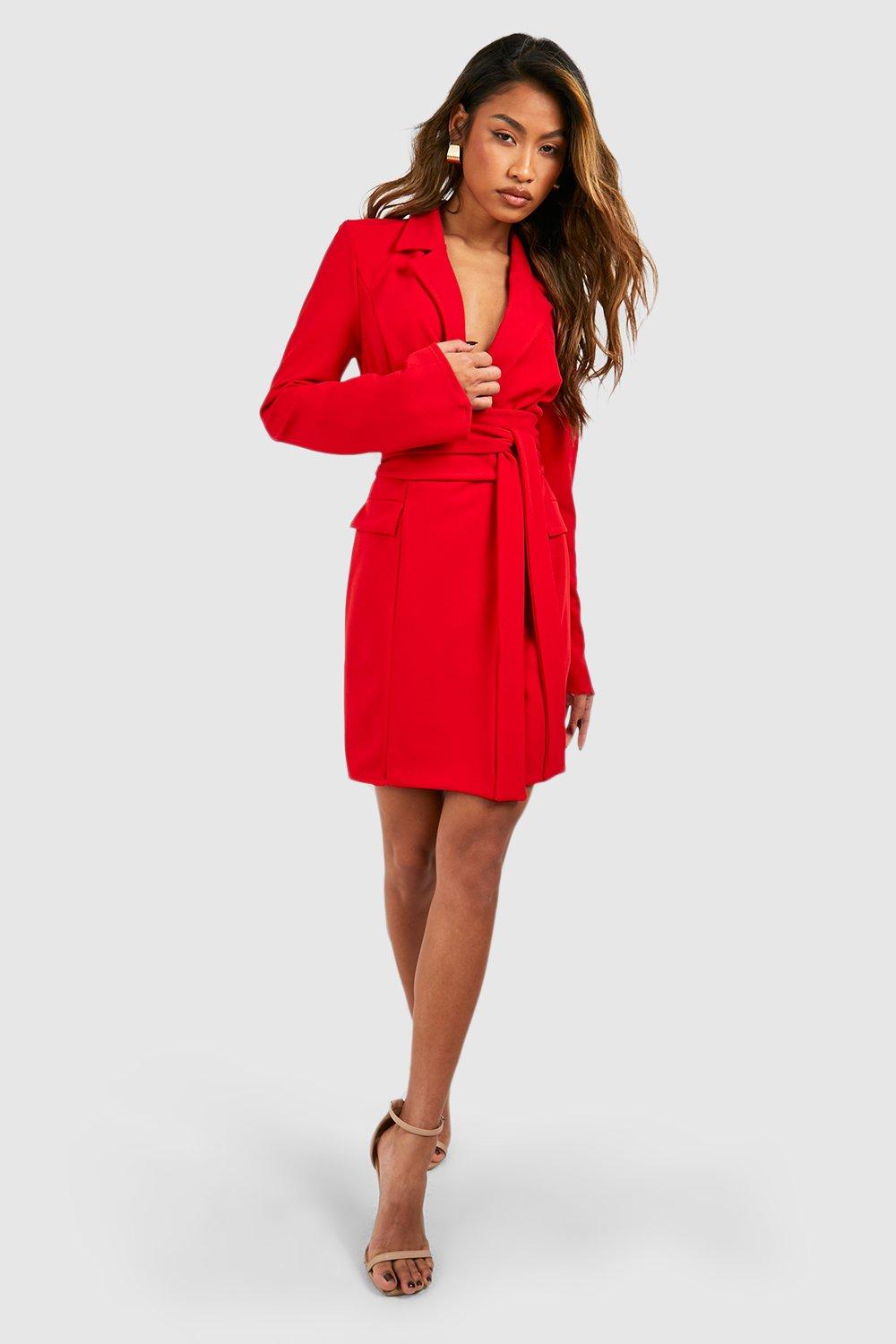 Red blazer store dress with belt