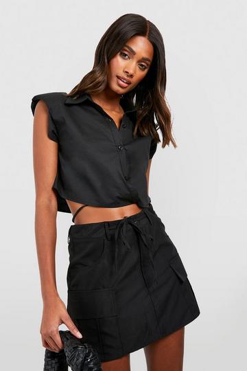 Cotton Tie Waist Shirt black