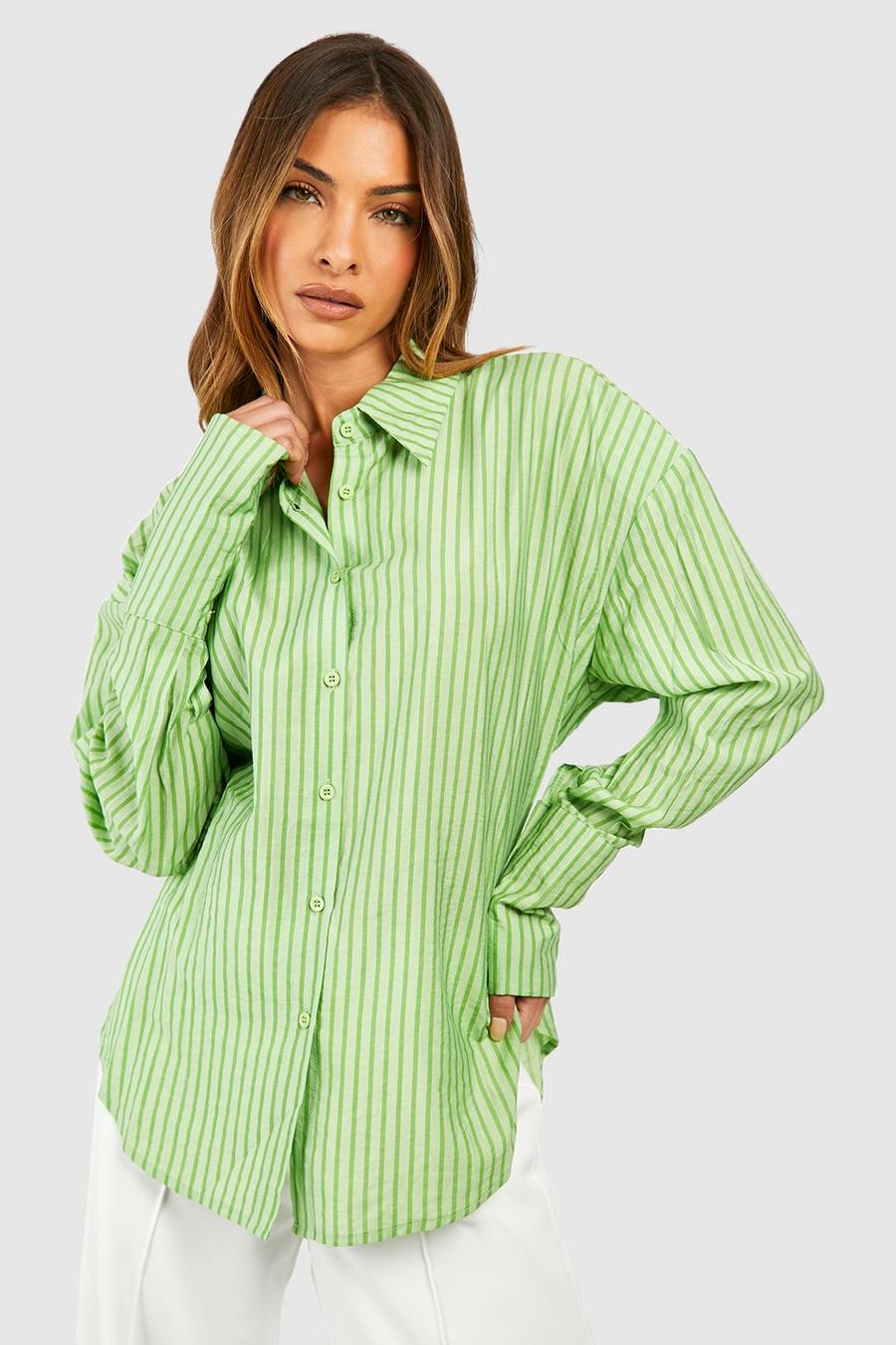 Camisa de rayas con puños largos, Green