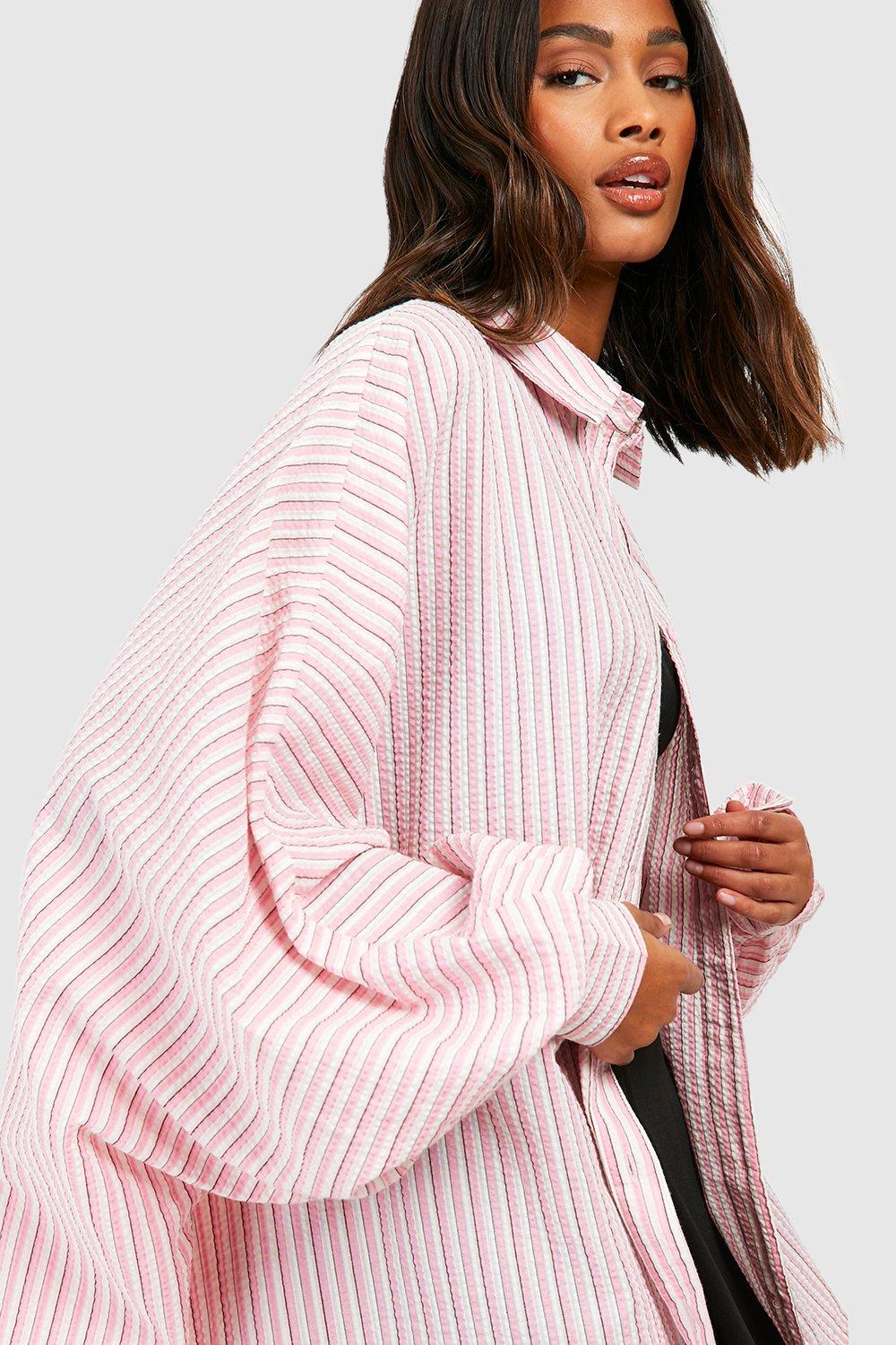 Stripe Balloon Sleeve Shirt | boohoo