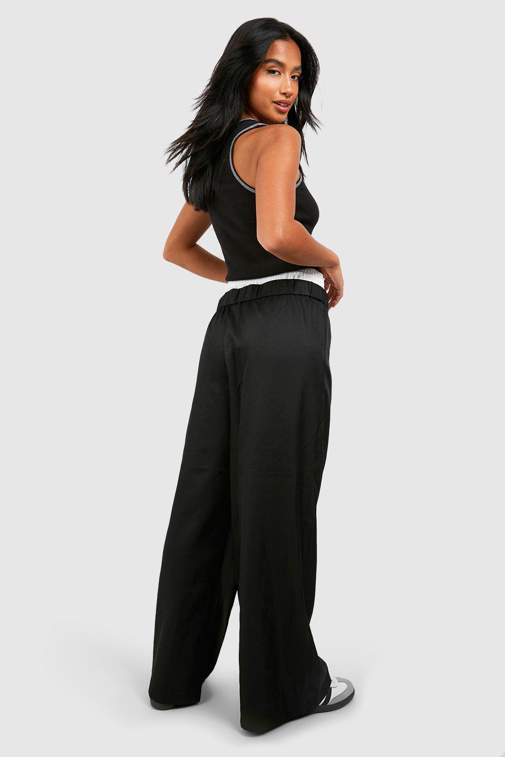 Double Waistband Trouser in Black