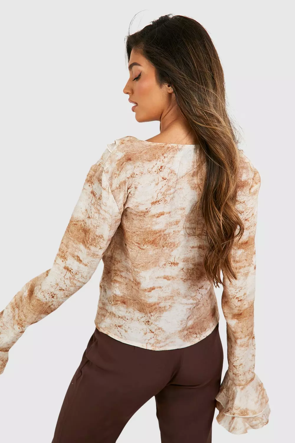 Stone Abstract Ruffle Blouse  alternative image