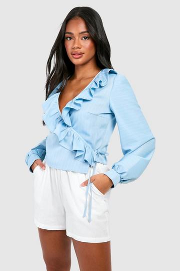 Stripe Ruffle Blouse blue