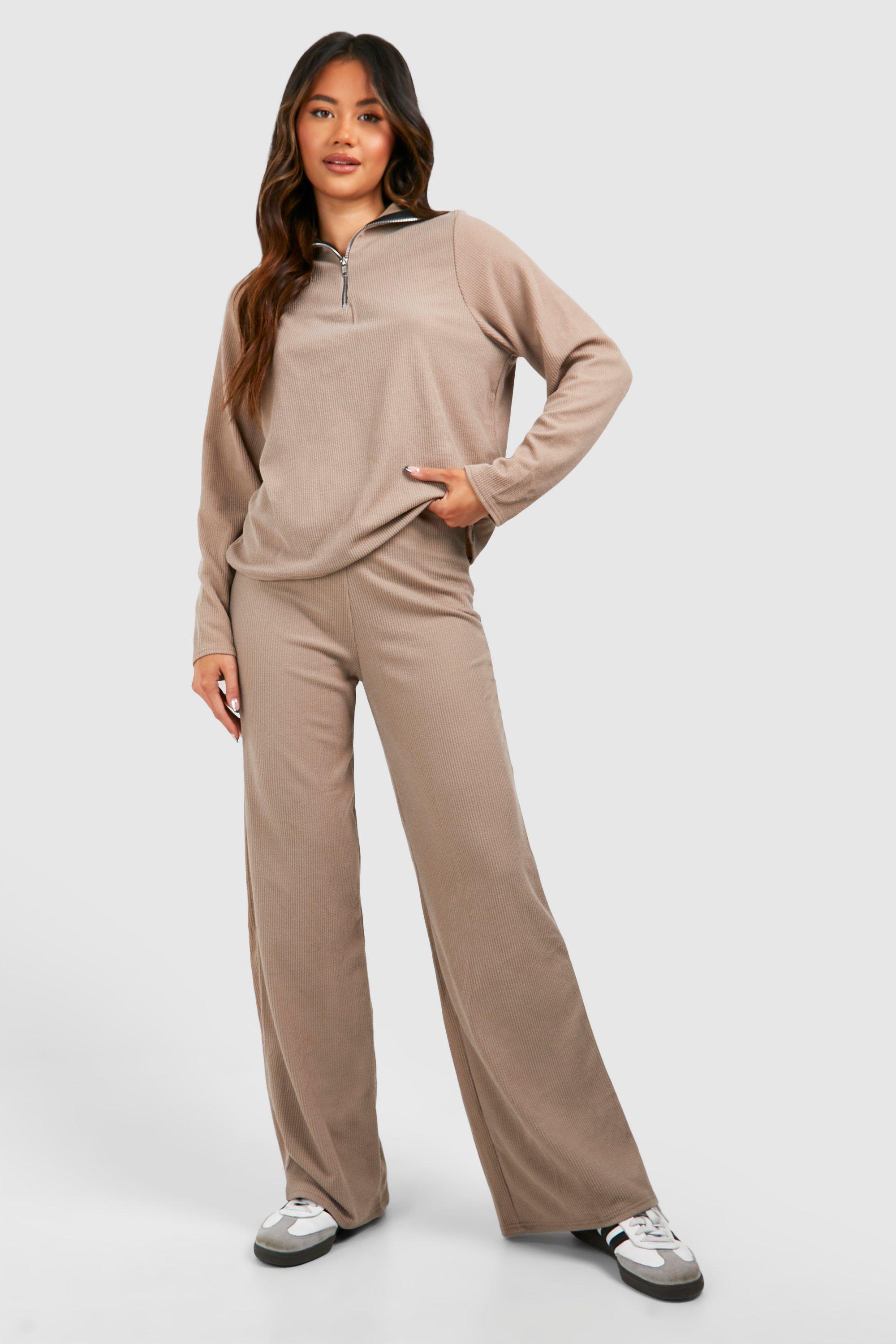 Ribbed Slouchy Wide Leg Pants