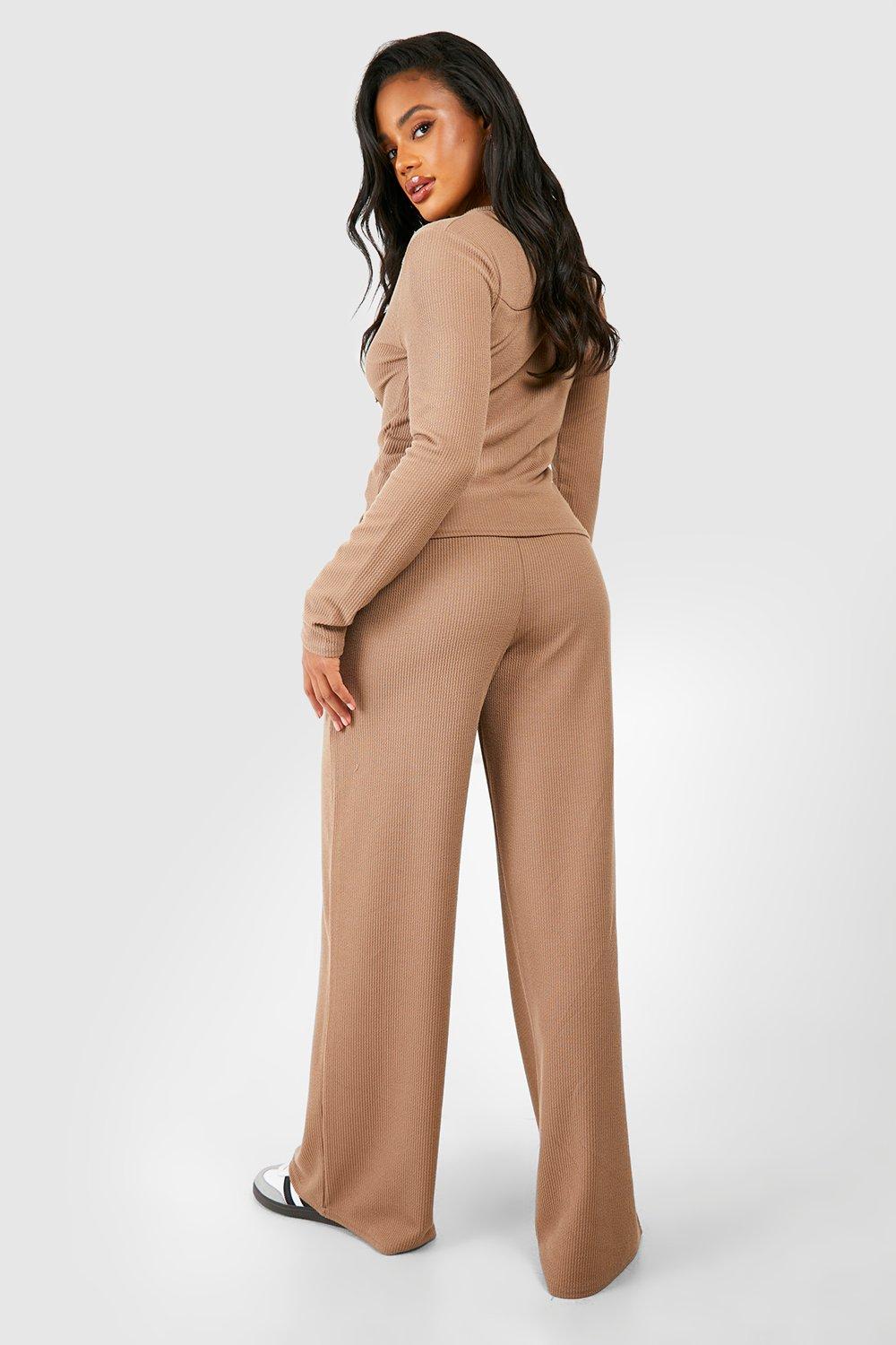 Ribbed Slouchy Wide Leg Pants