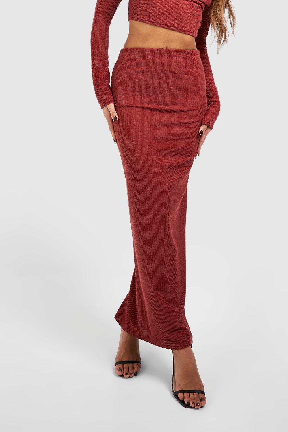 Boohoo red maxi on sale skirt