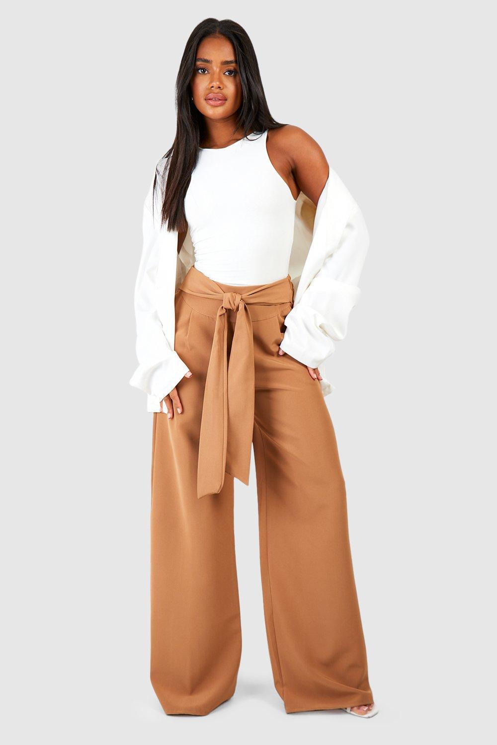 Boohoo tie waist trousers sale