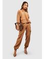Camel Woven D Ring Cargo Trousers