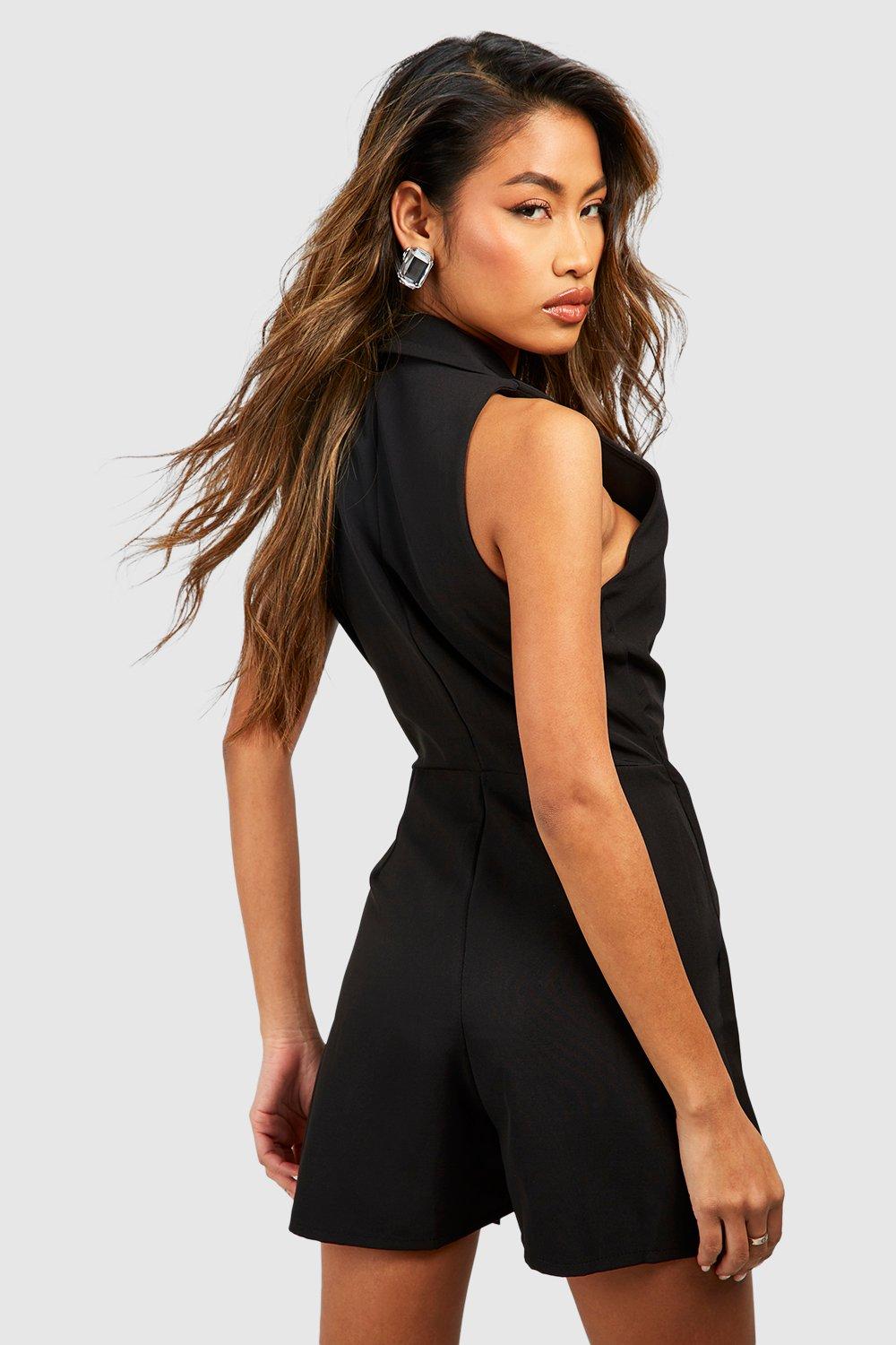 Black store buckle playsuit