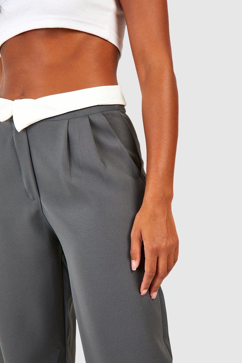 Contrast Waist Band Pant (Grey)