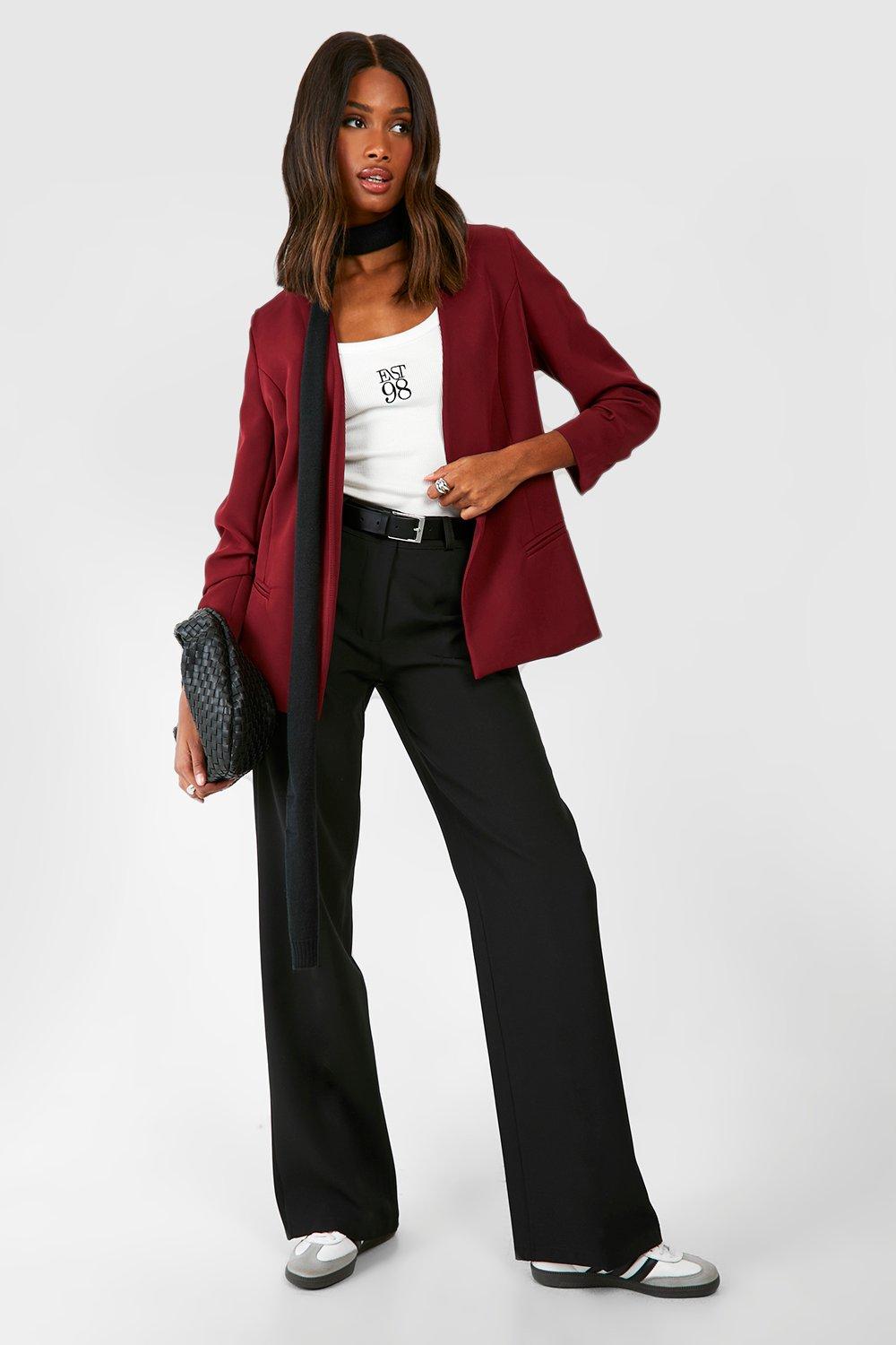 Burgundy blazer outlet women