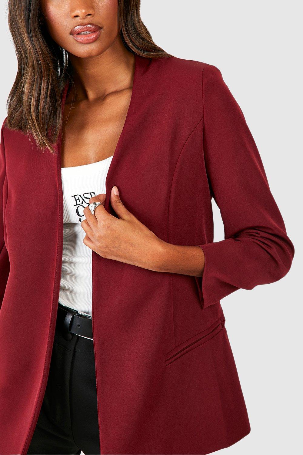 Red fitted sale blazer jacket