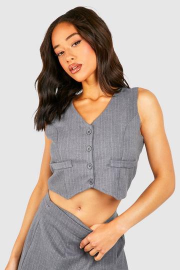 Marl Pinstripe Brushed Vest grey marl