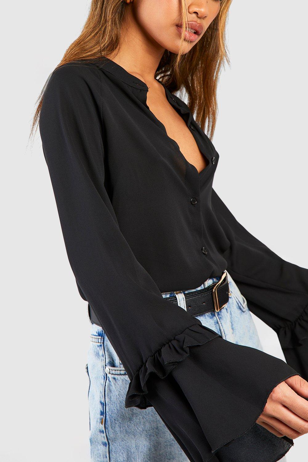 boohoo black blouse