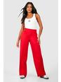 Red Straight Leg Tailored Pants