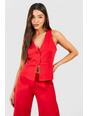 Red Pep Hem Tailored Fitted Vest