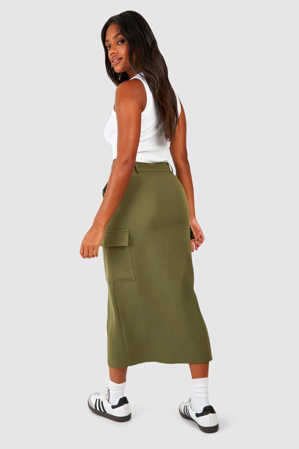 Front split skirt khaki hotsell