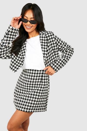 Black Premium Dogtooth Pelmet Mini Skirt