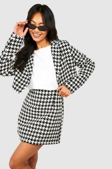 Premium Dogtooth Mini Rokje black