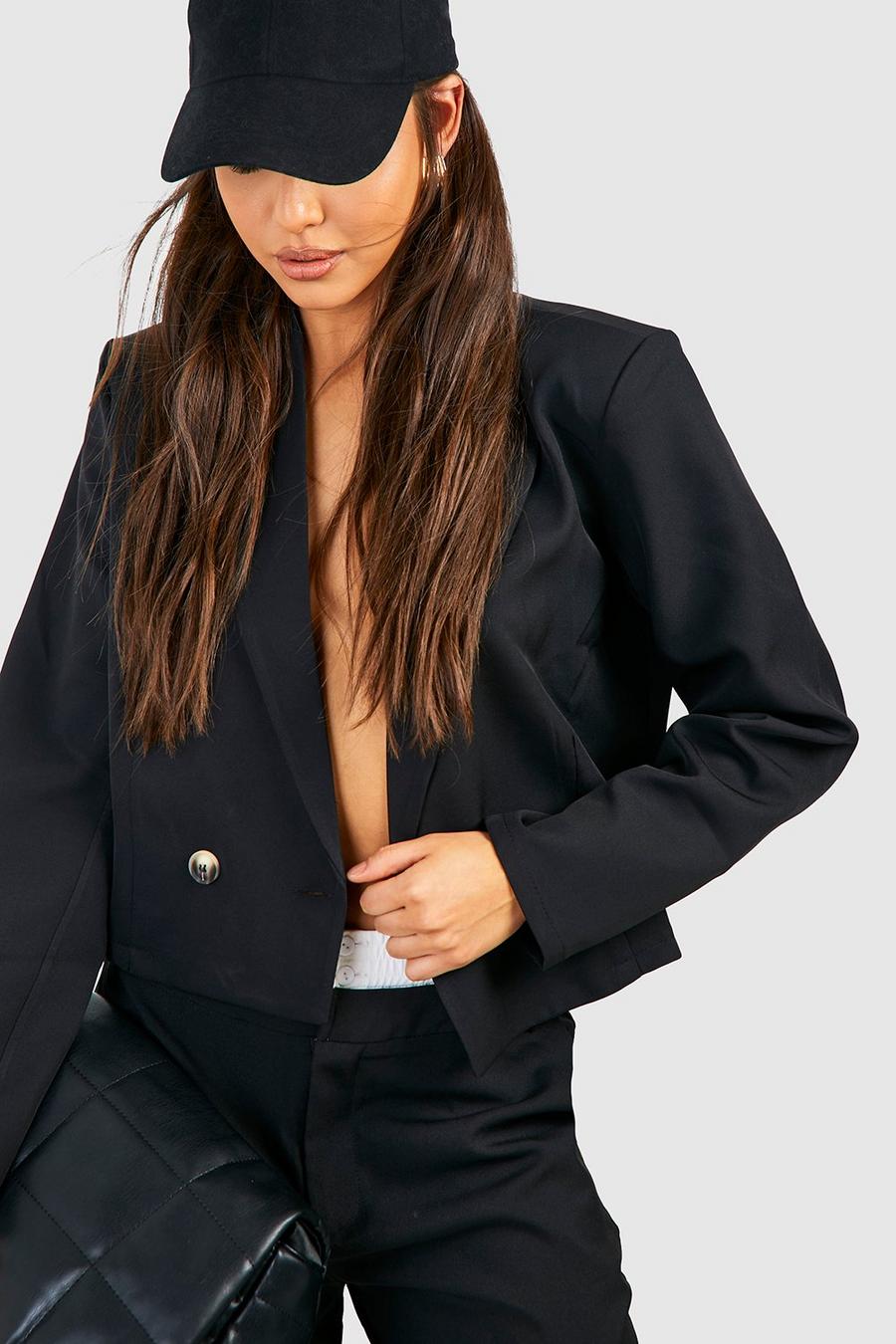 the Basic Longline Double Breasted Cropped Blazer