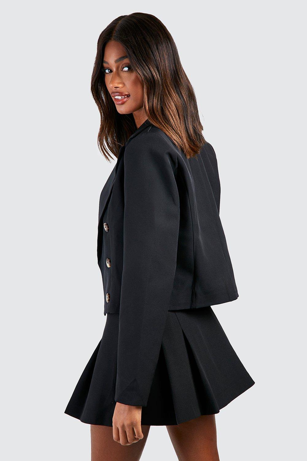 Mock Horn Double Breasted Longline Cropped Blazer | boohoo UK Mock Horn Double Breasted Longline Cropped Blazer | boohoo UK