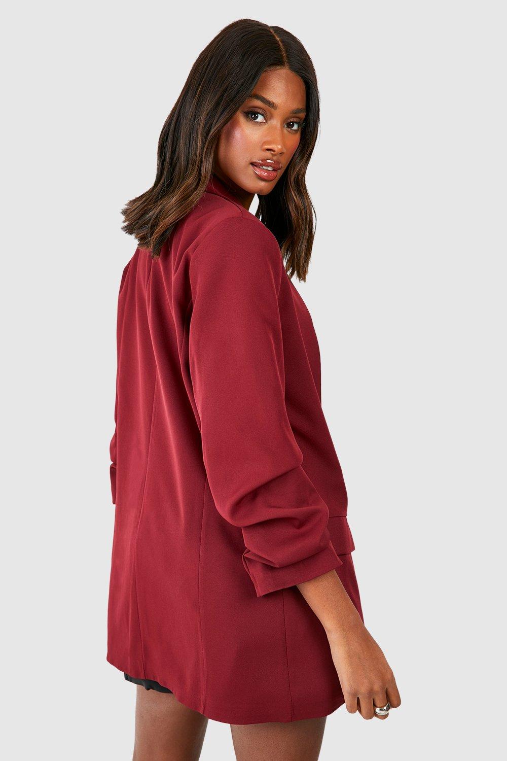 Boohoo ruched sales sleeve blazer