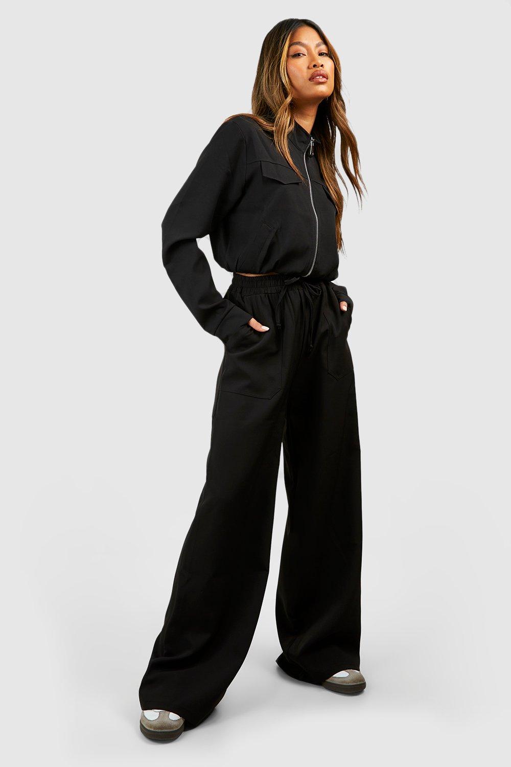 Woven Pocket Detail Relaxed Fit Bomber Jacket boohoo