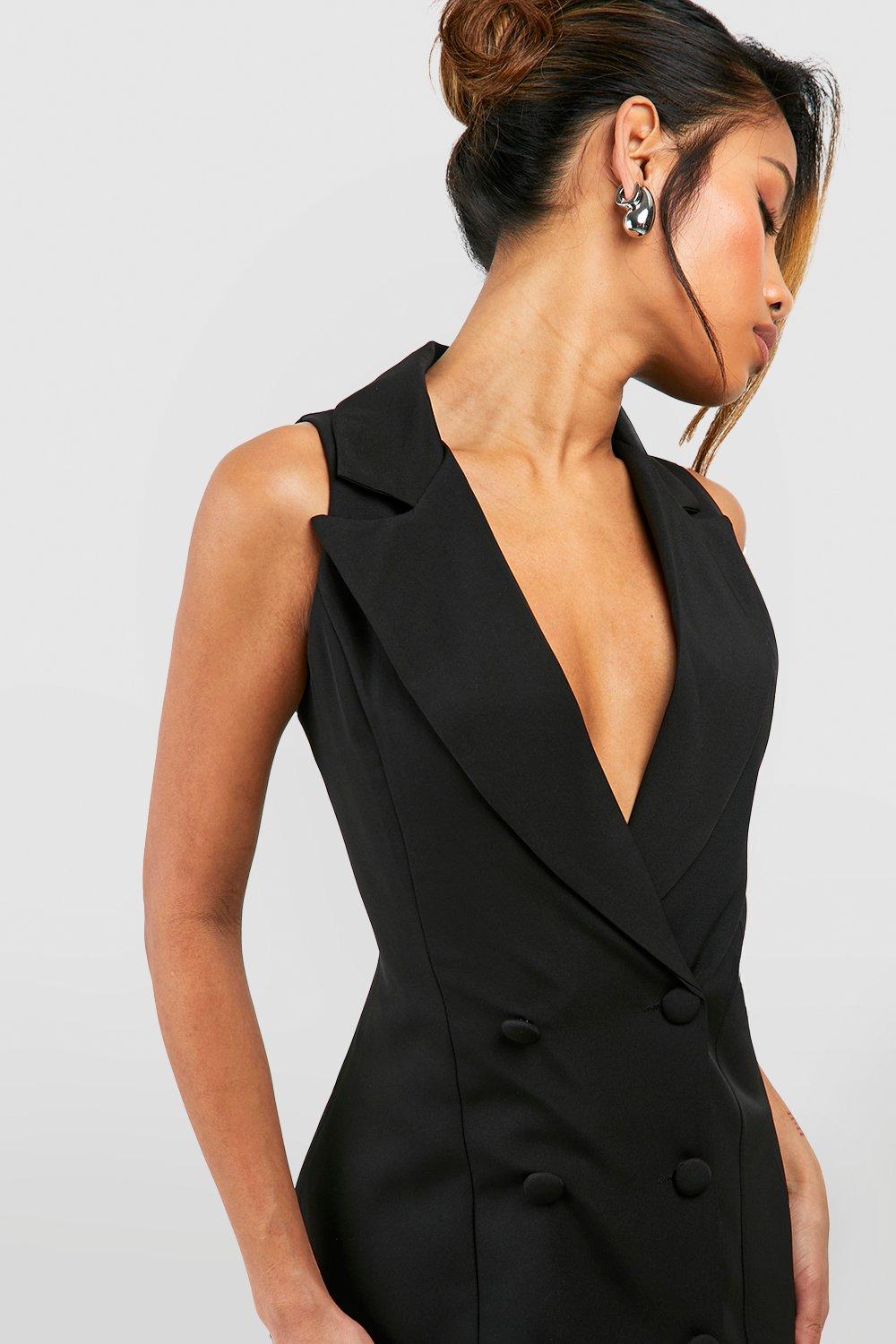 Sleeveless Contour Fitted Blazer Dress