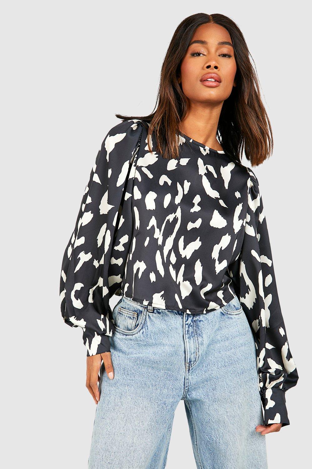 Boohoo animal print blouse store