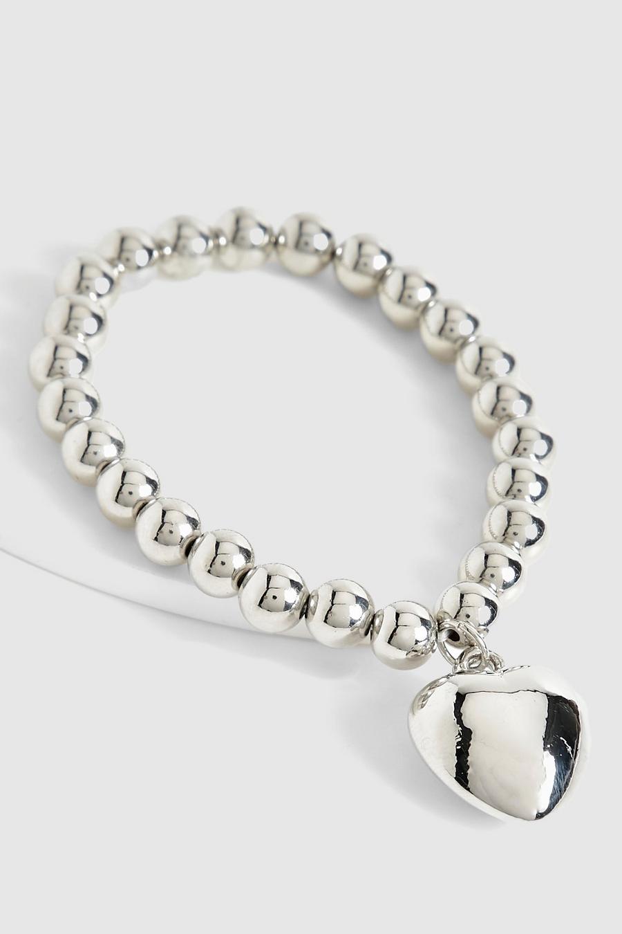 Silver Heart Pendant Chain Bracelet