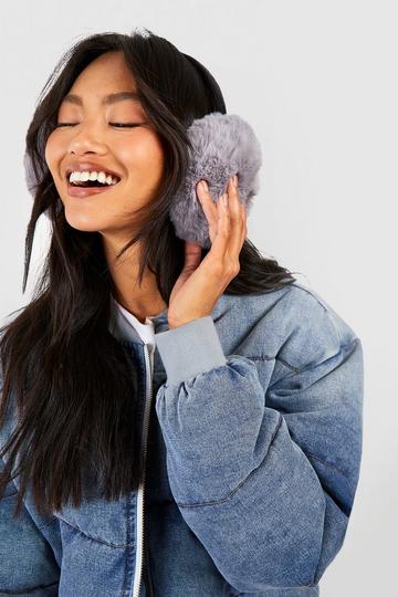 Grey Faux Fur Fluffy Earmuffs