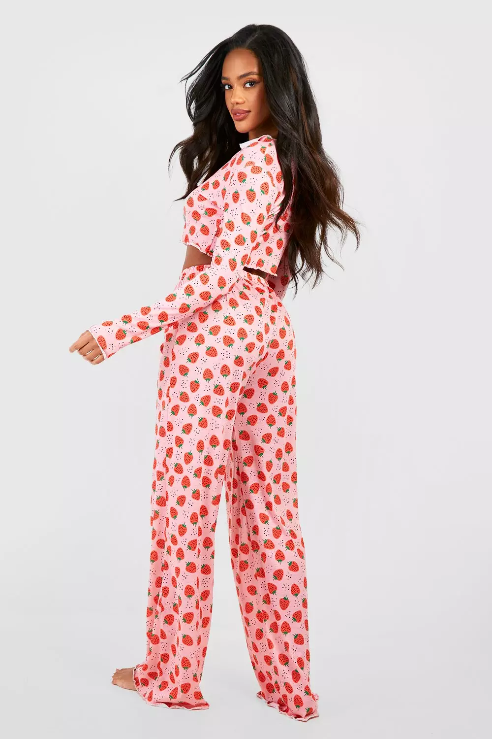 Red Strawberry Print Button Front Pyjama Set alternative image