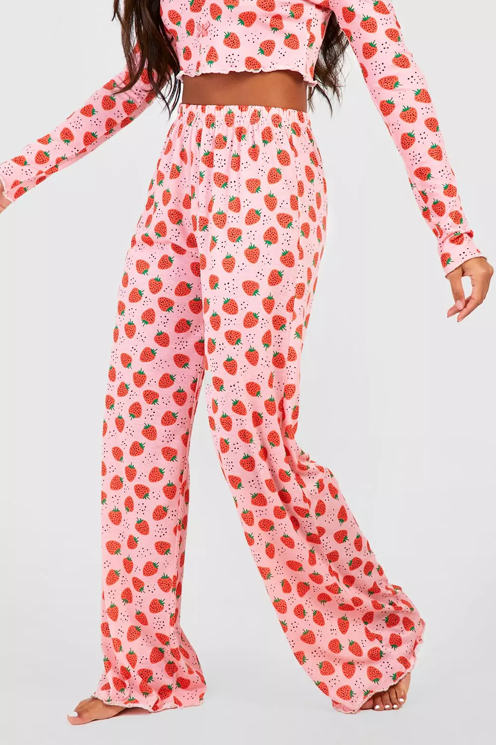 Red Strawberry Print Button Front Pyjama Set alternative image