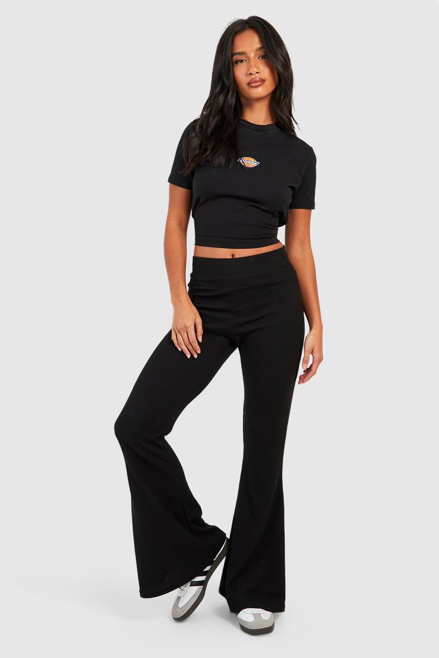 Petite - Pantalon flare côtelé, Black