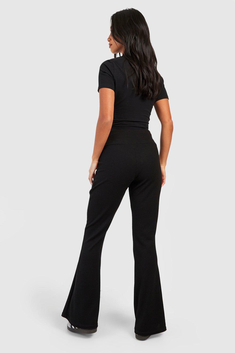 Petite Crinkle Rib Thick Waistband Flares