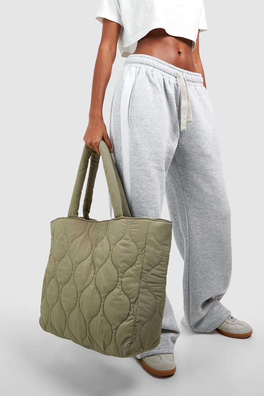 Bolso tote oversize acolchado, Sage