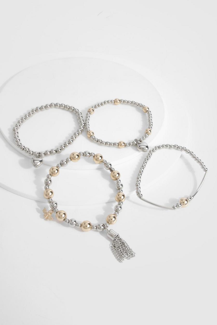 Bracelet à perles métallisées, Silver image number 1