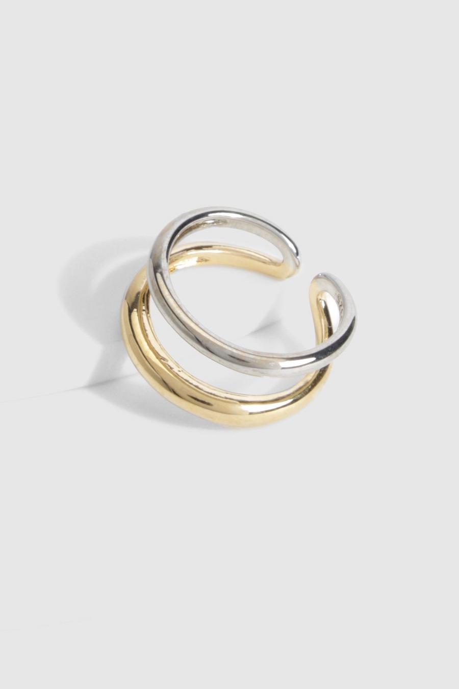 Silver Dubbel ring i blandad metall image number 1