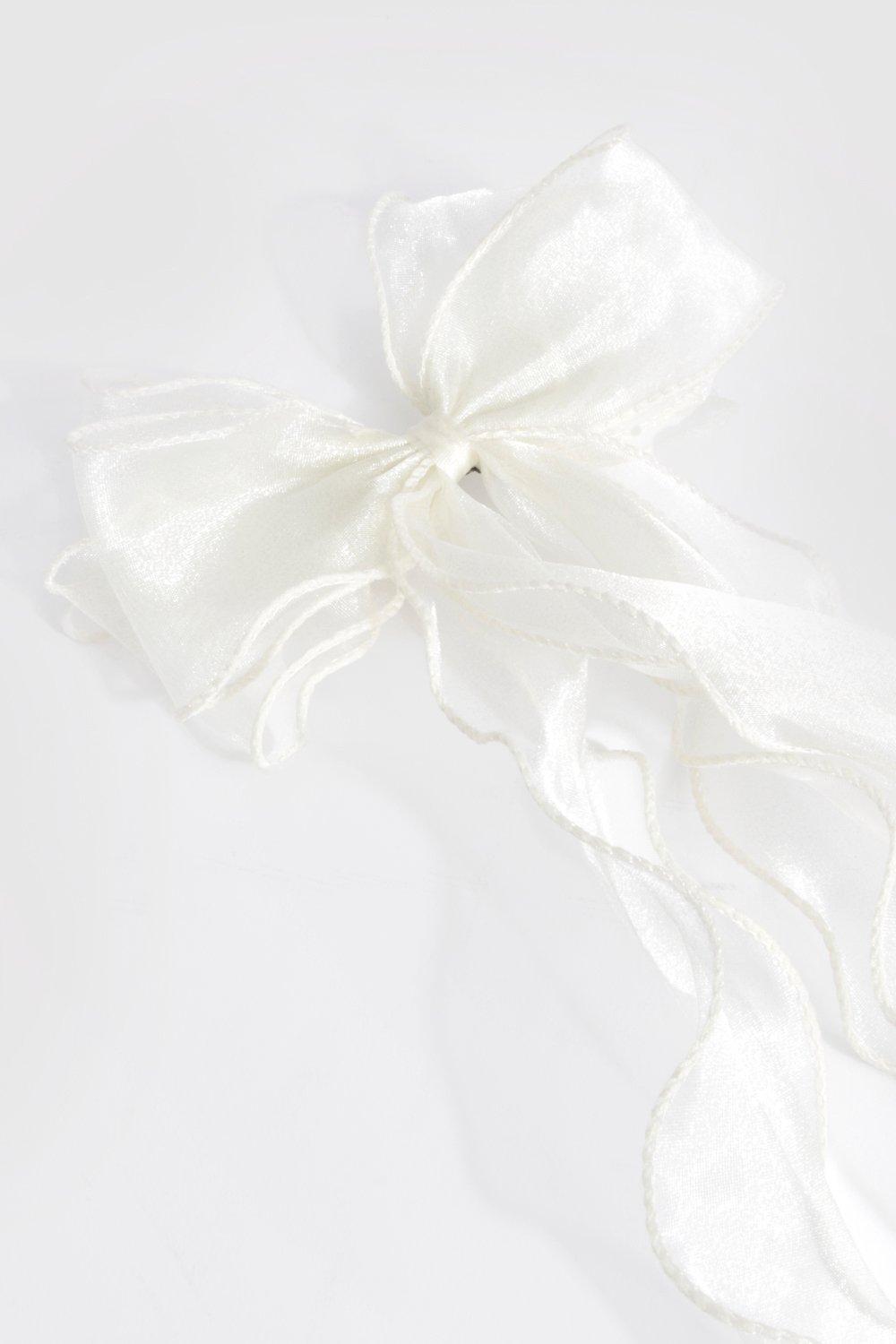 Personalised Organza White Hair Bow – Gigi & Olive