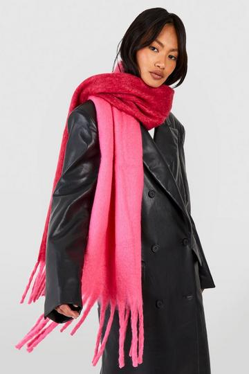 Red Ombre Tassel Fringe Scarf