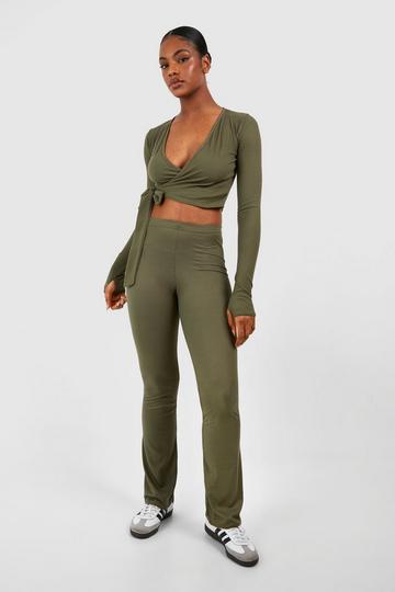 Tall Brushed Rib Flare Pants khaki