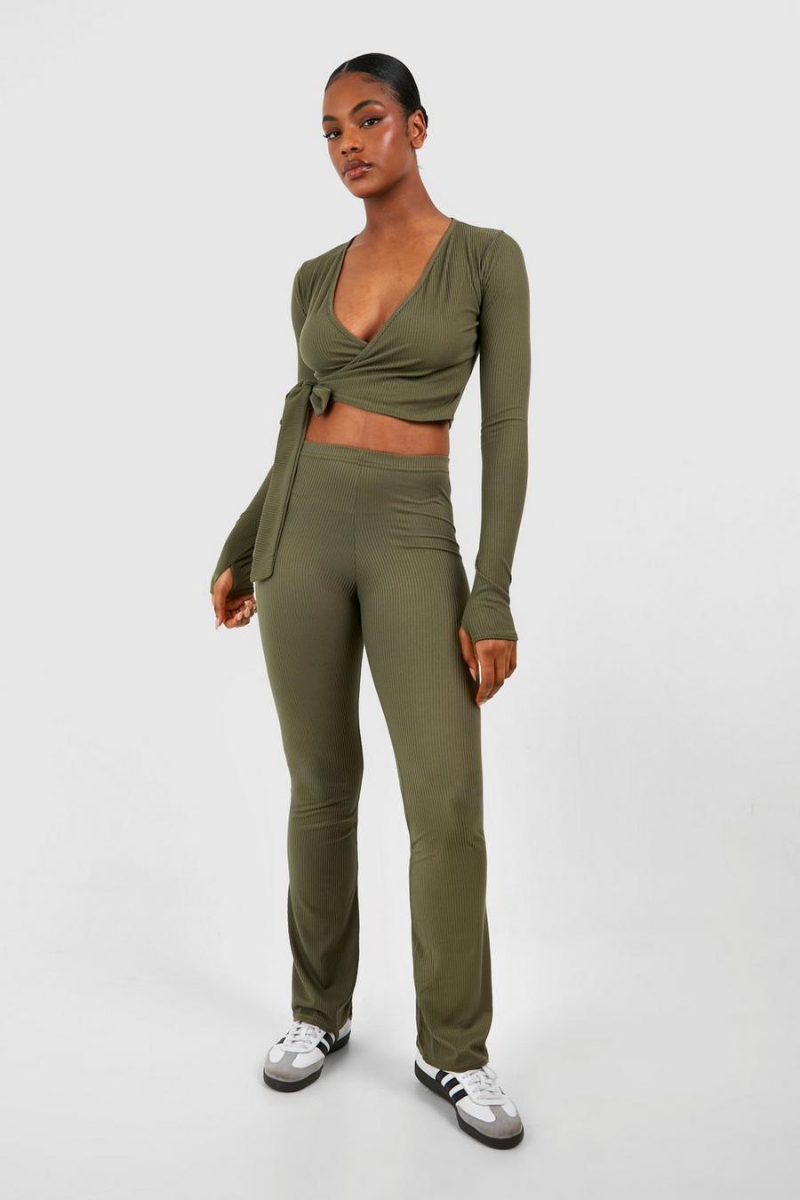 Cotton Lounge Set Cotton Jersey Lounge Set Basic Long Sleeve Crop Top and  Low Rise Flare Pants Set Lounge for Women 2 Piece : : Clothing