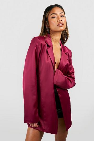 Blazer oversize satiné premium plum