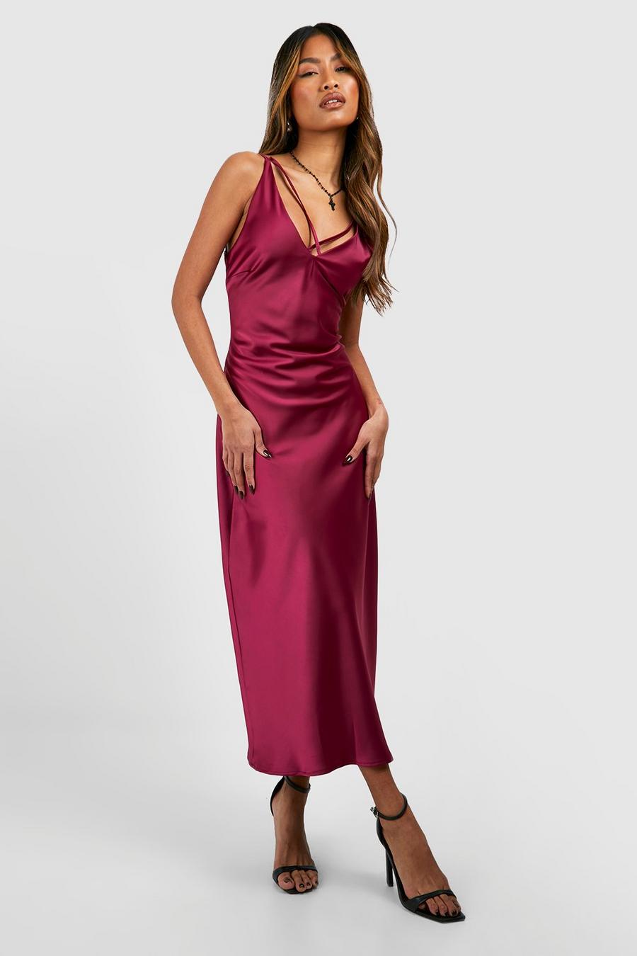 Plum Premium Satin Slip Dress image number 1