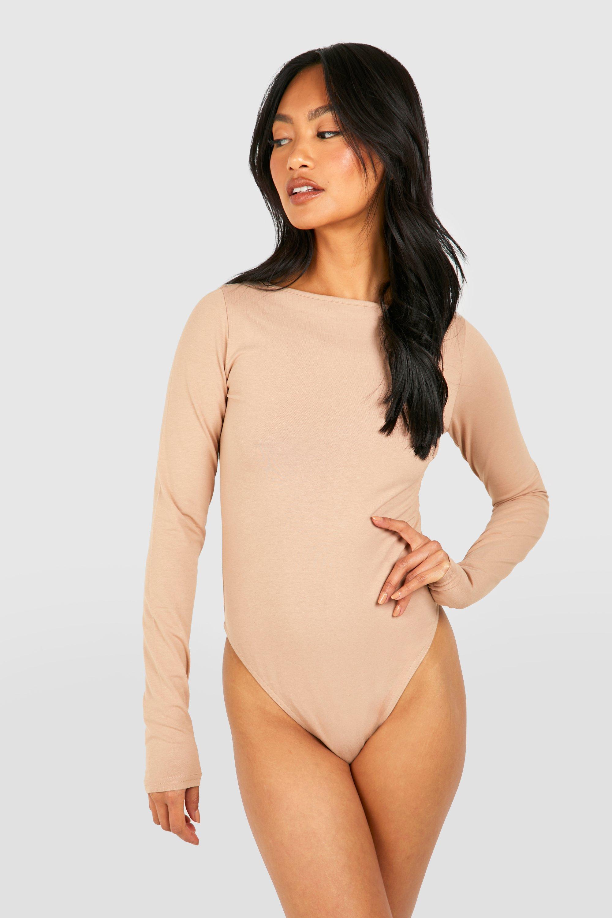 Beige long store sleeve bodysuit